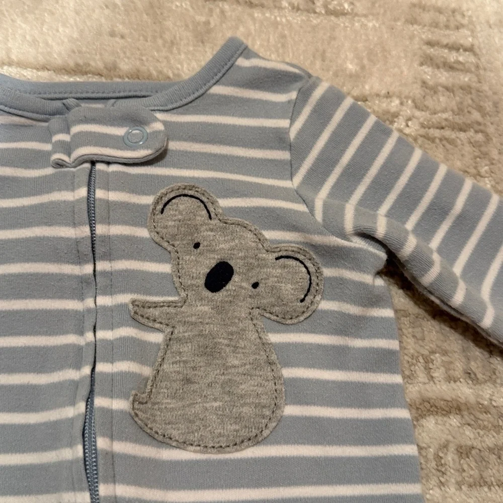 Carter's Light Blue Striped Koala Footie Sleeper Pajamas